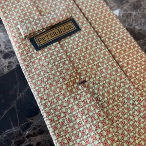 Peter Blair Silk Tie Made in USA Mint Green Coral Chain Link Preppy Classic Tie